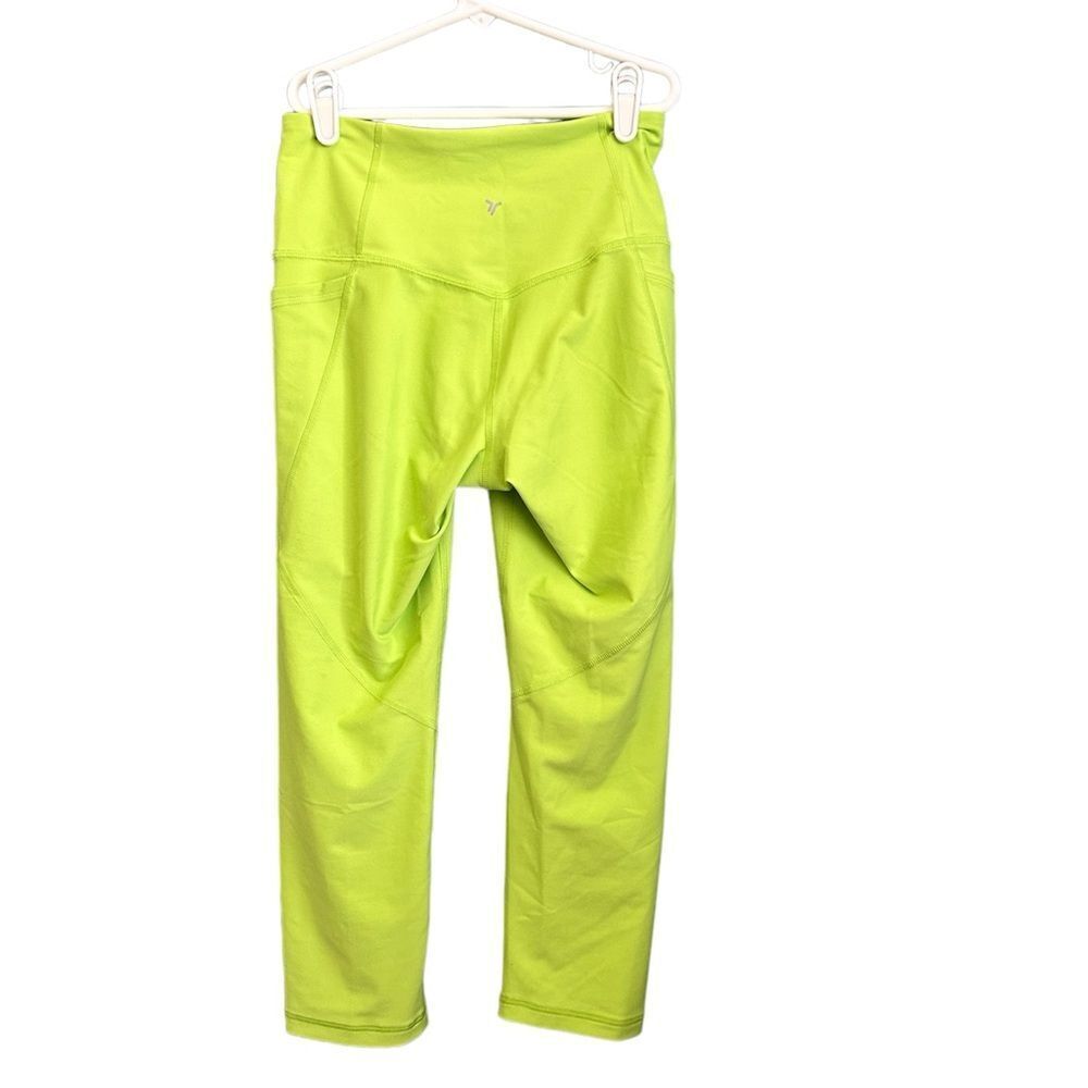 Old Navy Powersoft Crop Neon Yellow High Waist Active Leggings w/Pockets Small - Picture 4 of 7